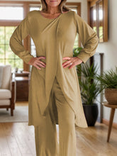 Load image into Gallery viewer, Full Size Slit Round Neck Long Sleeve Top and Pants Set