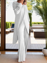 Load image into Gallery viewer, Full Size Slit Round Neck Long Sleeve Top and Pants Set