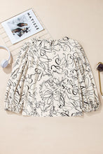 Load image into Gallery viewer, Printed Round Neck Three-Quarter Sleeve Blouse