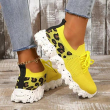 Load image into Gallery viewer, Leopard Mesh Round Toe Athletic