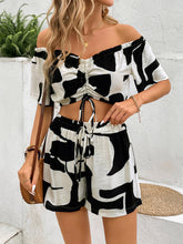 Load image into Gallery viewer, Drawstring Off-Shoulder Top and Shorts Set