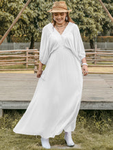 Load image into Gallery viewer, Plus Size Swiss Dot V-Neck Three-Quarter Sleeve Dress