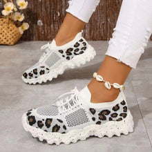 Load image into Gallery viewer, Leopard Mesh Round Toe Athletic