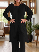 Load image into Gallery viewer, Full Size Slit Round Neck Long Sleeve Top and Pants Set