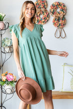 Load image into Gallery viewer, Heimish Full Size Short Sleeve V Neck Ruffled Hem Dress