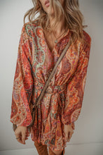 Load image into Gallery viewer, Tied Printed Balloon Sleeve Mini Dress