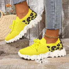 Load image into Gallery viewer, Leopard Mesh Round Toe Athletic
