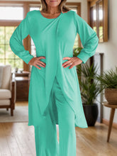 Load image into Gallery viewer, Full Size Slit Round Neck Long Sleeve Top and Pants Set