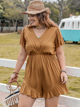 Load image into Gallery viewer, Plus Size Ruffled V-Neck Short Sleeve Romper