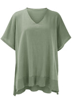 Load image into Gallery viewer, Slit V-Neck Half Sleeve Knit Top