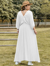 Load image into Gallery viewer, Plus Size Swiss Dot V-Neck Three-Quarter Sleeve Dress
