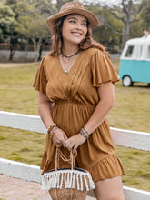 Load image into Gallery viewer, Plus Size Ruffled V-Neck Short Sleeve Romper