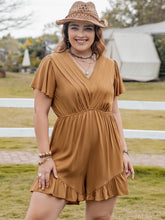 Load image into Gallery viewer, Plus Size Ruffled V-Neck Short Sleeve Romper