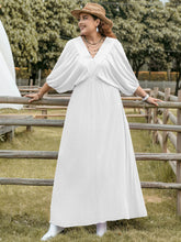 Load image into Gallery viewer, Plus Size Swiss Dot V-Neck Three-Quarter Sleeve Dress