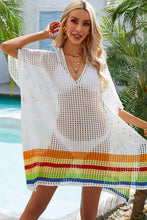 Load image into Gallery viewer, Rainbow Stripe Openwork Slit Cover-Up