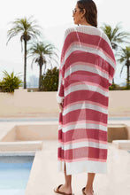 Load image into Gallery viewer, Striped Open Front Side Slit Duster Cover Up