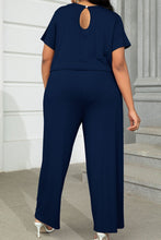 Load image into Gallery viewer, Plus Size Drawstring Waist Short Sleeve Jumpsuit