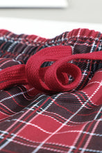 Load image into Gallery viewer, Round Neck Top and Drawstring Plaid Pants Lounge Set