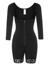 Load image into Gallery viewer, Full Size Zip Up Lace Detail Long Sleeve Shapewear