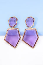 Load image into Gallery viewer, Geometrical Shape Zinc Alloy Frame Resin Dangle Earrings