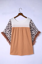 Load image into Gallery viewer, Plus Size Printed Color Block Ruffled Blouse