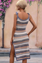 Load image into Gallery viewer, Striped Tie Shoulder Split Cover Up Dress