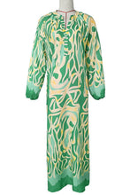 Load image into Gallery viewer, Abstract Print Buttoned Balloon Sleeve Dress
