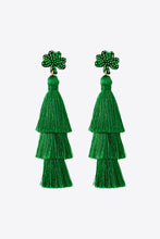 Load image into Gallery viewer, Shamrock Earrings with Tassel
