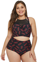 Load image into Gallery viewer, Plus Size Halter Push up Lattice Mesh Swim Bikini
