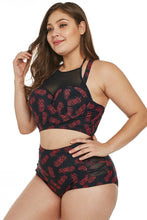Load image into Gallery viewer, Plus Size Halter Push up Lattice Mesh Swim Bikini
