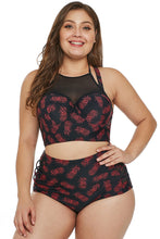 Load image into Gallery viewer, Plus Size Halter Push up Lattice Mesh Swim Bikini
